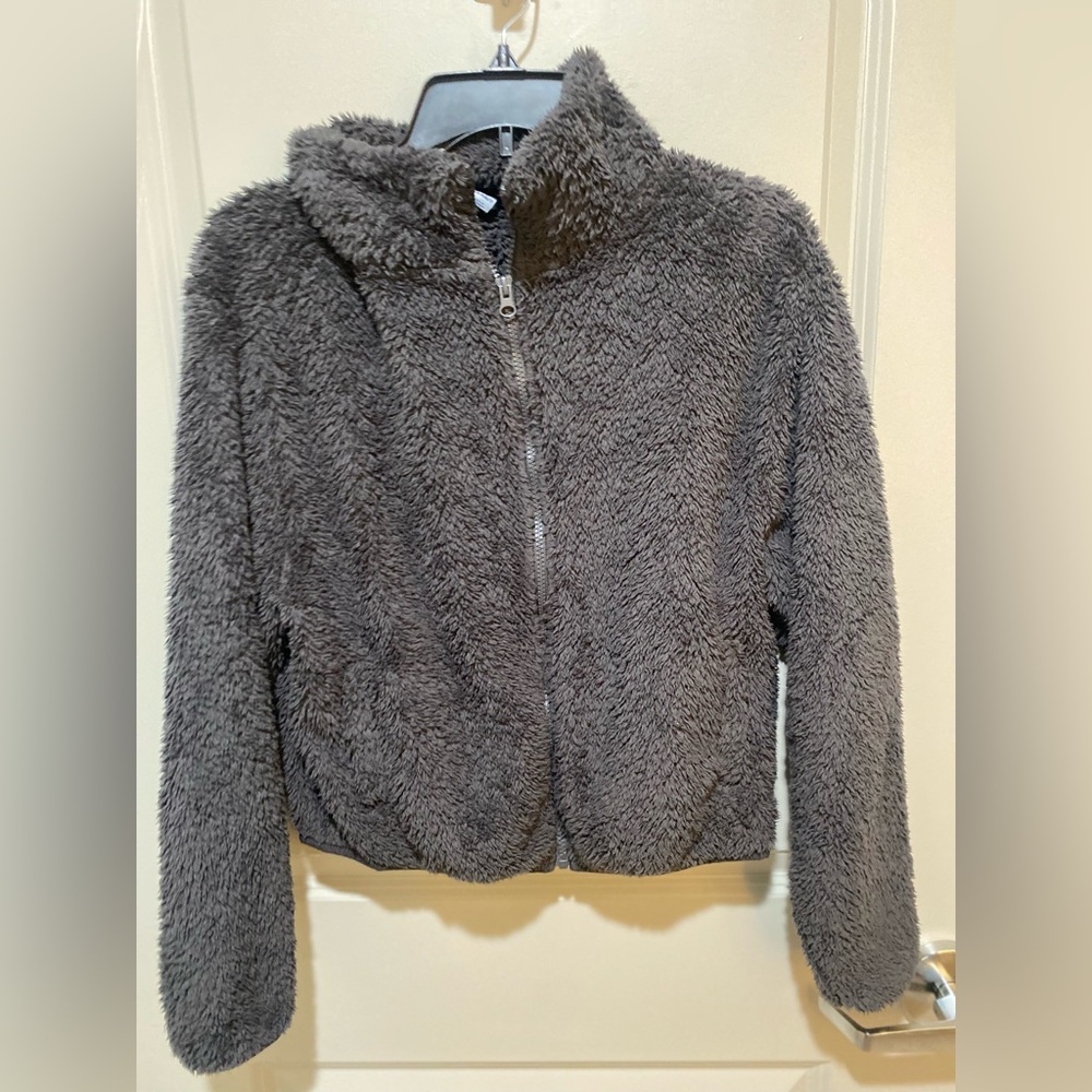 Old Navy Plush Teddy Jacket in Dark Gray